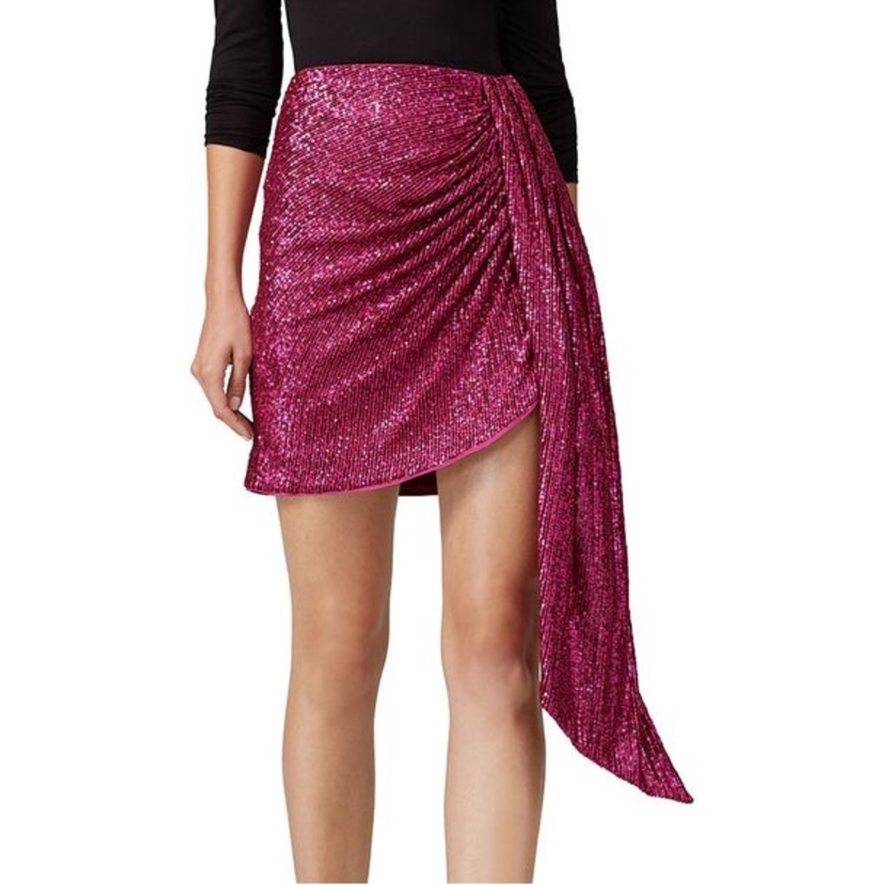 New Jonathon Simkai Pink Sequin Sash Mini Skirt Size 10 Medium